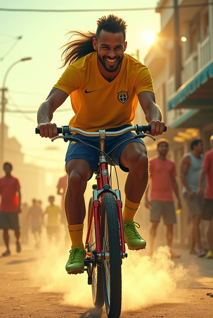 Neymar giving a bicycle ride