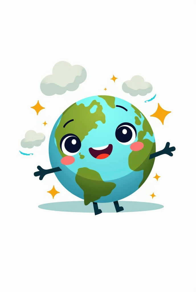Cartoon planet earth on white background