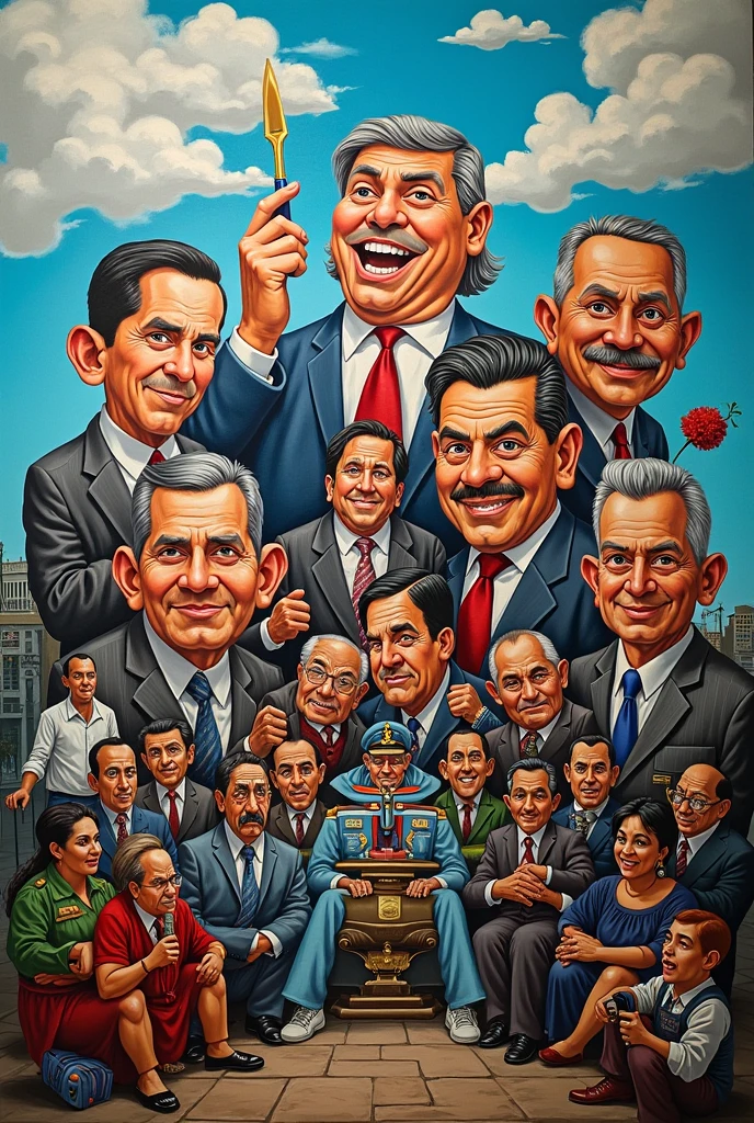Create a mural about Guatemala's corruption in a parody style