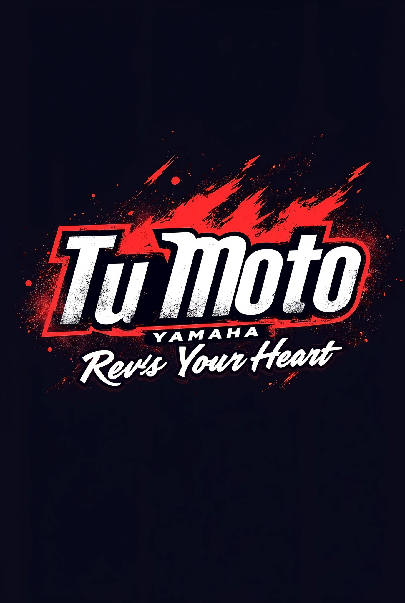 Genera un logo que diga, TU MOTO YAMAHA, REVS YOUR HEART.