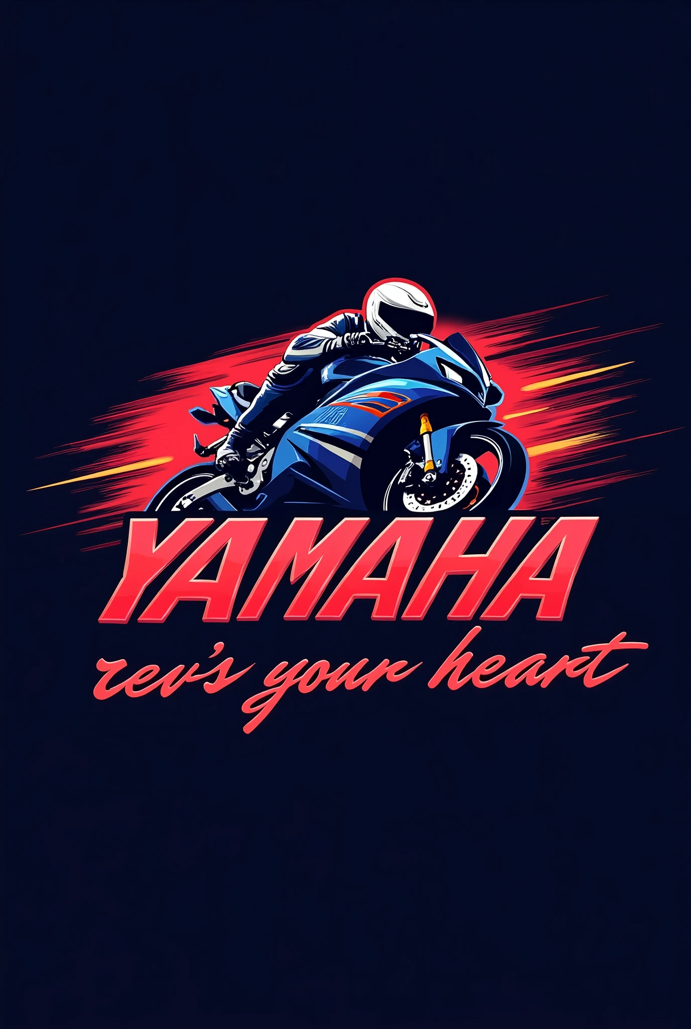 Genera un logo que diga TU MOTO YAMAHA REVS YOUR HEART