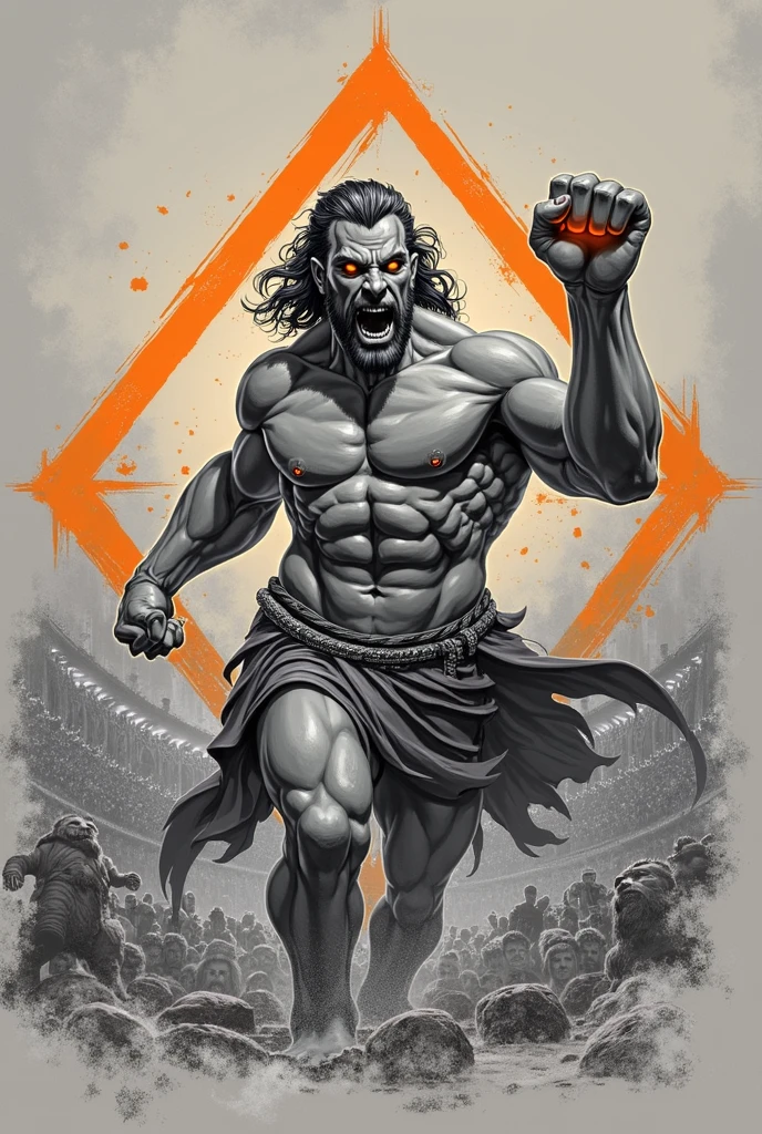 The arena falls silent as the mighty Ares steps forth, his muscular form casting an imposing shadow. His eyes burn with the intensity of a thousand battles as he scans the crowd, daring any challenger to face him. With a thunderous roar, he raises his fists, ready to unleash his fury upon any foolish enough to stand against him.