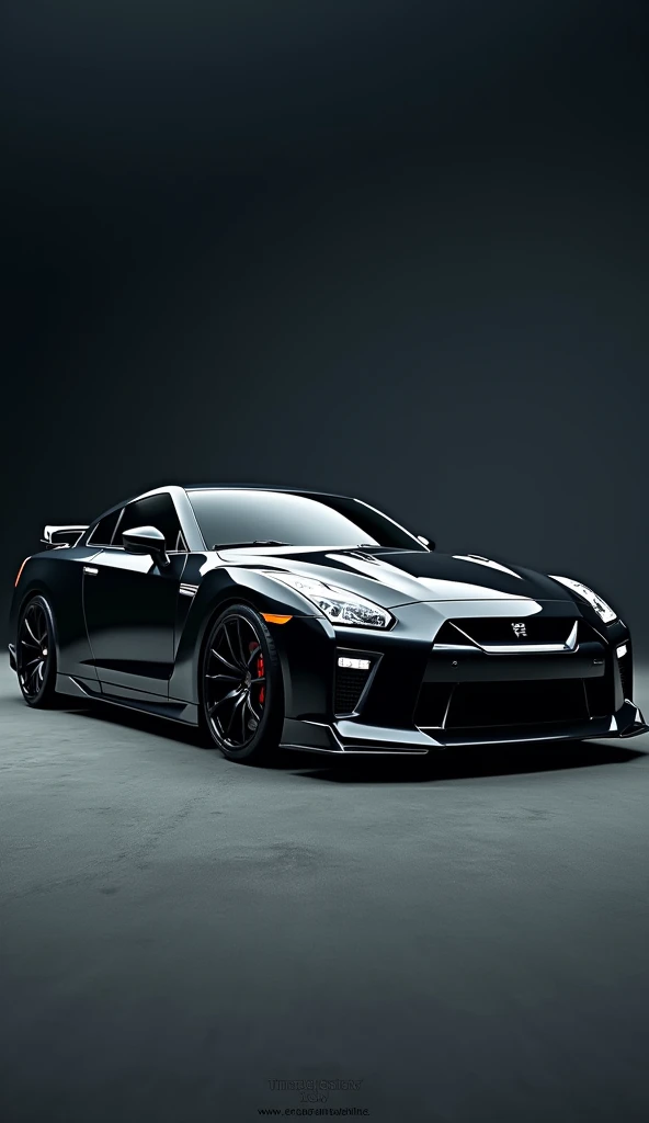 A Nissan GTR on isolated dark
