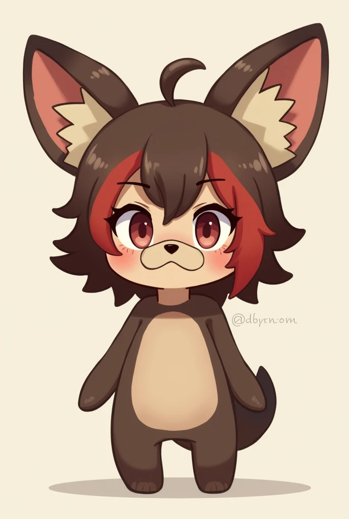 rakkunvt, animal ears, brown hair, red hair, short hair, bandaid on face, bandaid on nose, hair between eyes, raccoon ears