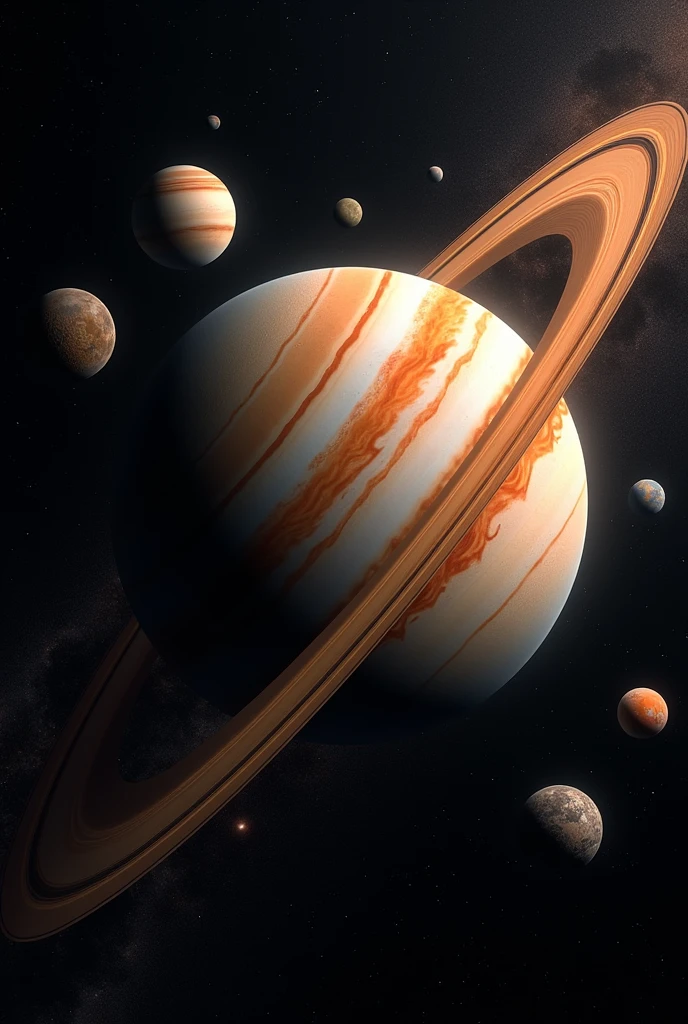 Planet Jupiter and its satellites High resolution, masterpiece, accuracy, Realistic anatomy, award-winning, Best quality,