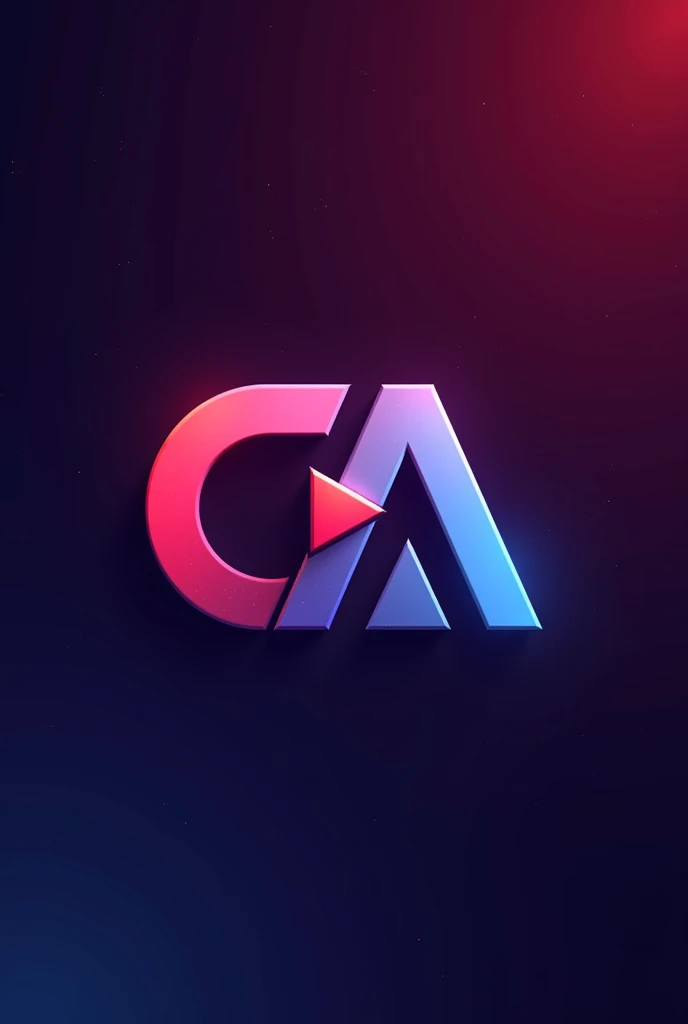 generate a logo with the letters C, a, with a Play button between the letters C, a nas cores vermelho, purple and blue
