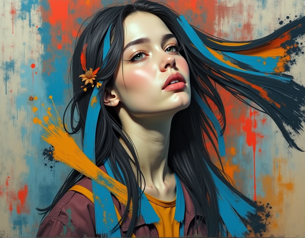 Create an evocative oil painting inspired by Malcolm Liepke, based on the provided image. Capture the intense, introspective expression of the young subject using thick, expressive brushstrokes and a muted color palette. Highlight the emotional depth and vulnerability in the subject's gaze, emphasizing the play of light and shadow on their face. Maintain a simple, textured background that complements the subject's contemplative presence. Focus on the tactile quality of the oil paint to convey the raw emotion and intimacy characteristic of Liepke's style.