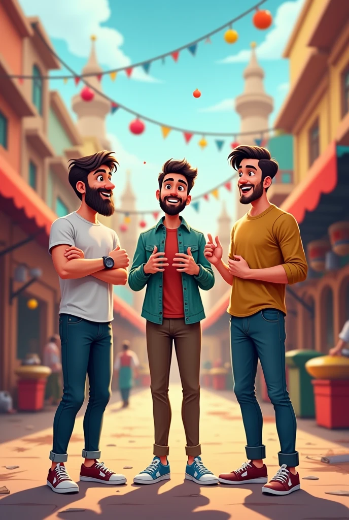 Three male food vloger age 1
stand in Lahore animation pic