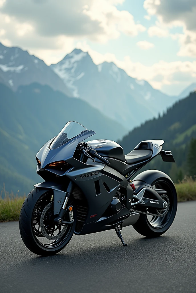 (Custom Sport Bike "AUDI"), (word "AUDI" in large letters below, in the center of the photo), Commercial photo shoot, epic landscapes all around..., Highly Detailed Features, Insanely ultra realistic, insanely photo realistic, Insanely high overall quality, insanely high detail, insanely high overall resolution, Insanely high overall sharpness, Insanely high overall quality текстур,