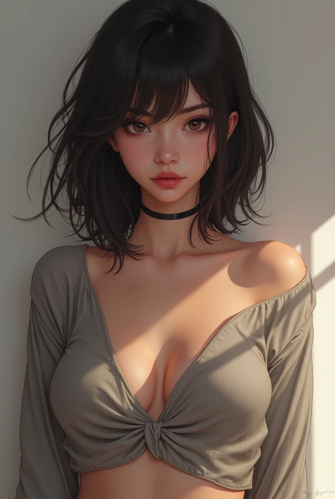 Chika Sexy, Sweater only, Don't take off your clothes, Half-open sweater, Captivating look, lure, Biting half of one's lip