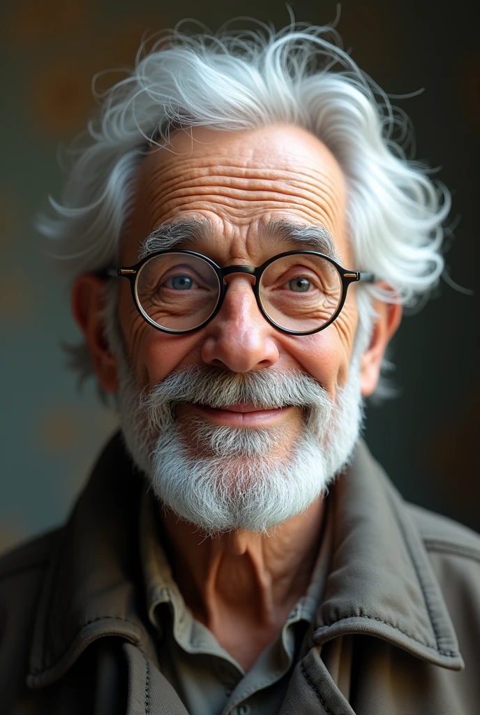 A CUTE OLD MAN WITH WHITE GLASSES
