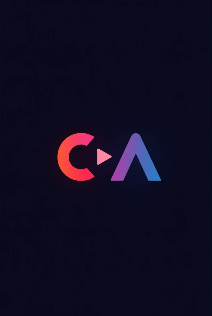 generate a logo with the letters COA, with a Play button on the letter O, in red colors, purple and blue