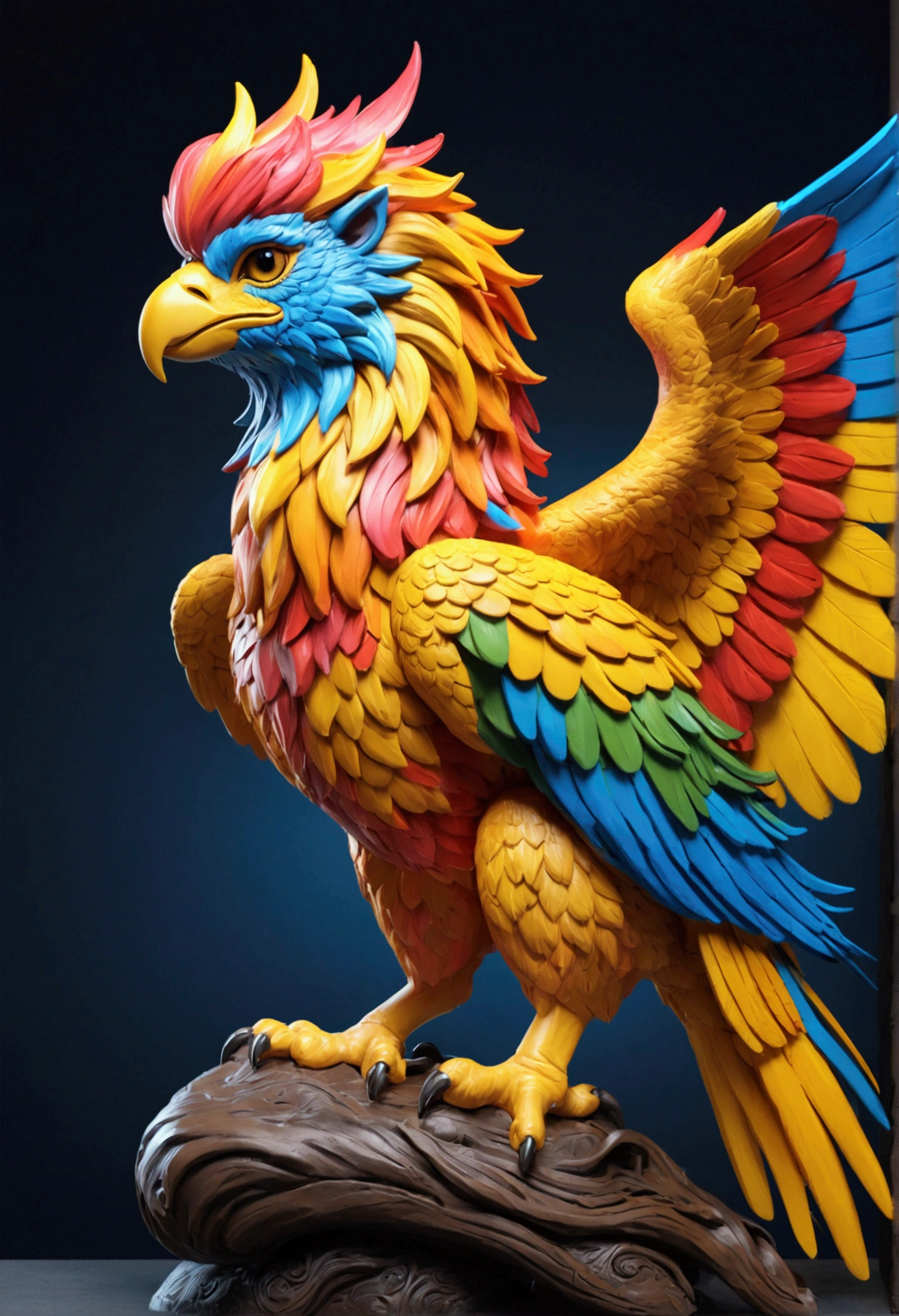 Griffin, Fantastic、Fun、full of imagination、wonderful、Bright colors、Stylization、hapiness, (best quality, masterpiece, photorealistic), very aesthetic, perfect composition, intricate details, ultra-detailed, vivid colors