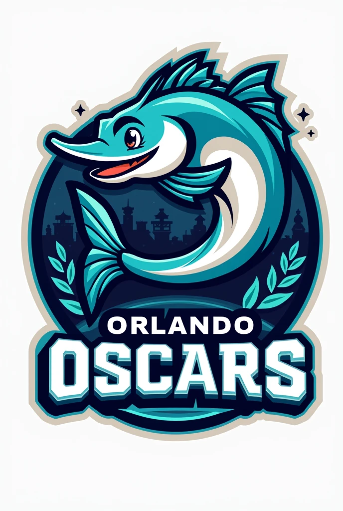a logo for a basketball team called orlando oscars whose mascot is a fish

