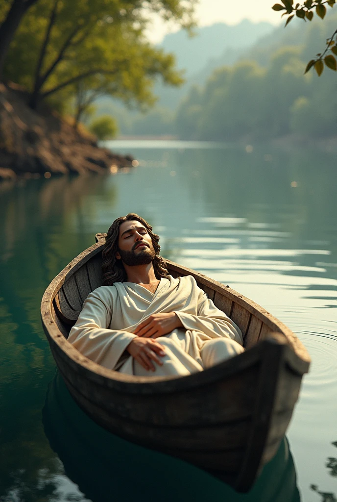 JESUS SLEEPING INSIDE A BOAT