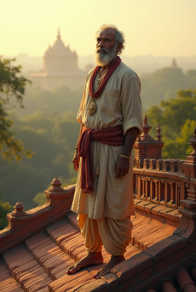 A man is standing on Indian house