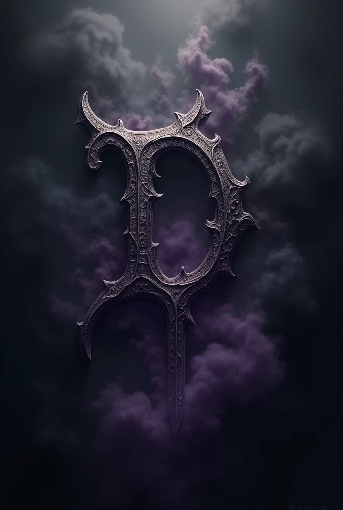Create a logo for an RPG called Domain, darkness and smoke in the background