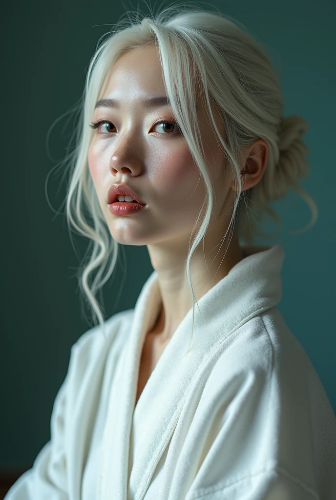(uma fotogroffia premiada:1.3) off (Ultra photo realsisim:1.3),(vred:1.3) (close up:0.7), a Japanese woman, albino with freckles in a white robe, realskin, 5d canon, 85mm, profundidaoff off campo, 8k, ultra-nitioffz, RTX, octane, irreal, Dramatic light, Global illumination (author:WLOP Artist:1.3),altamente offtalhado,(Arte Darkwave:1.3),(Arte Hardcore:1.3),(Agfacolor:1.3),(Close portrait:1.3),(Female One:1.4),(very beautiful:1.4),(appealing:1.3),handsome,Calendar pose,olhos veroffs offtalhados perfeitos,studio lighting,themed background, naked, new, feições mistas off Emmy Rossum e Brooke Shields, white hair.