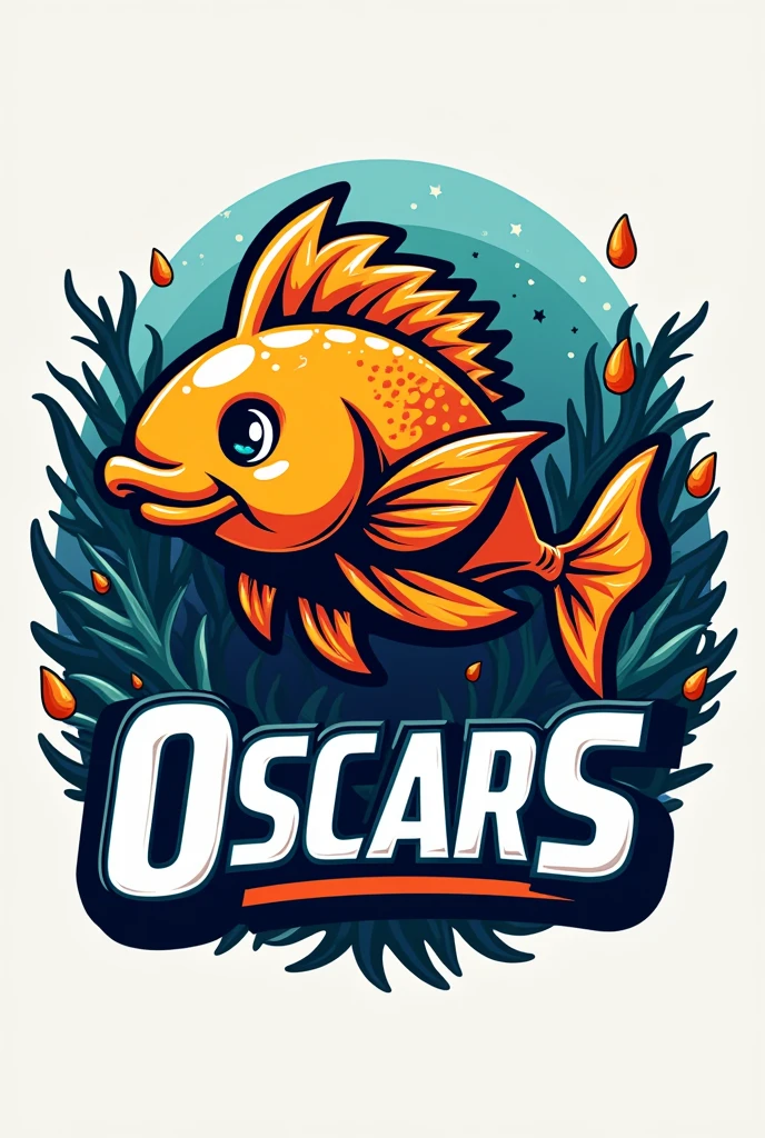 a logo for a basketball team called orlando oscars whose mascot is a fish i want the image to have more colors like the orange of a fish



