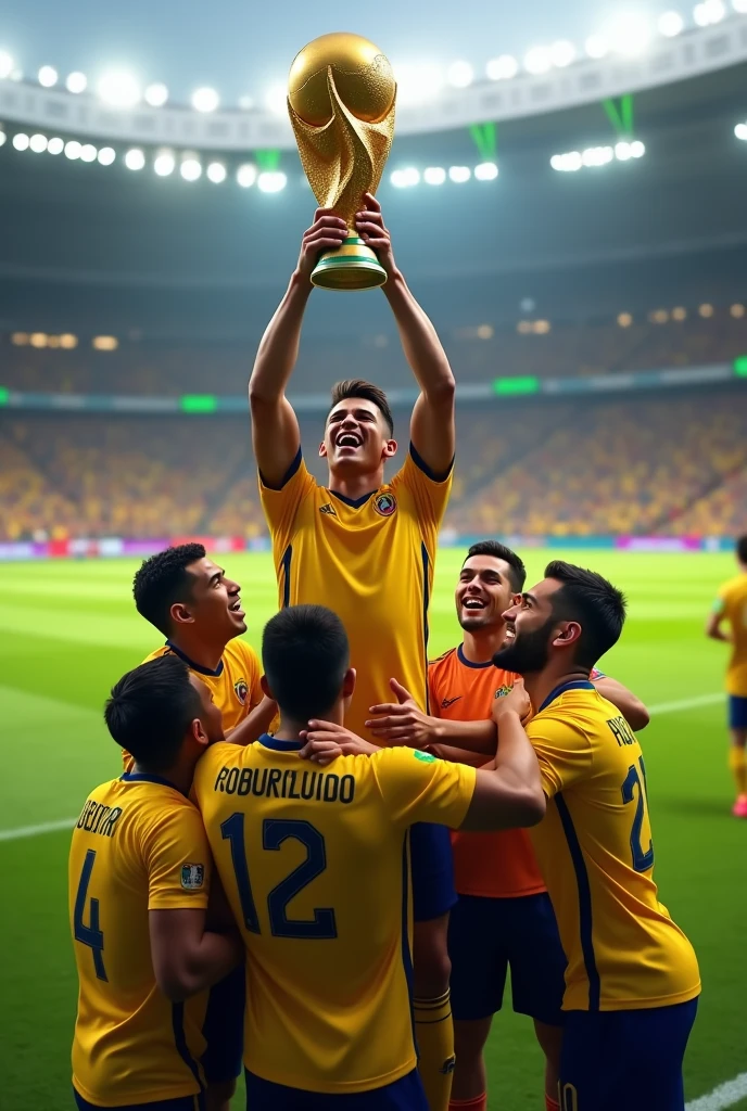James Rodriguez lifting the world cup