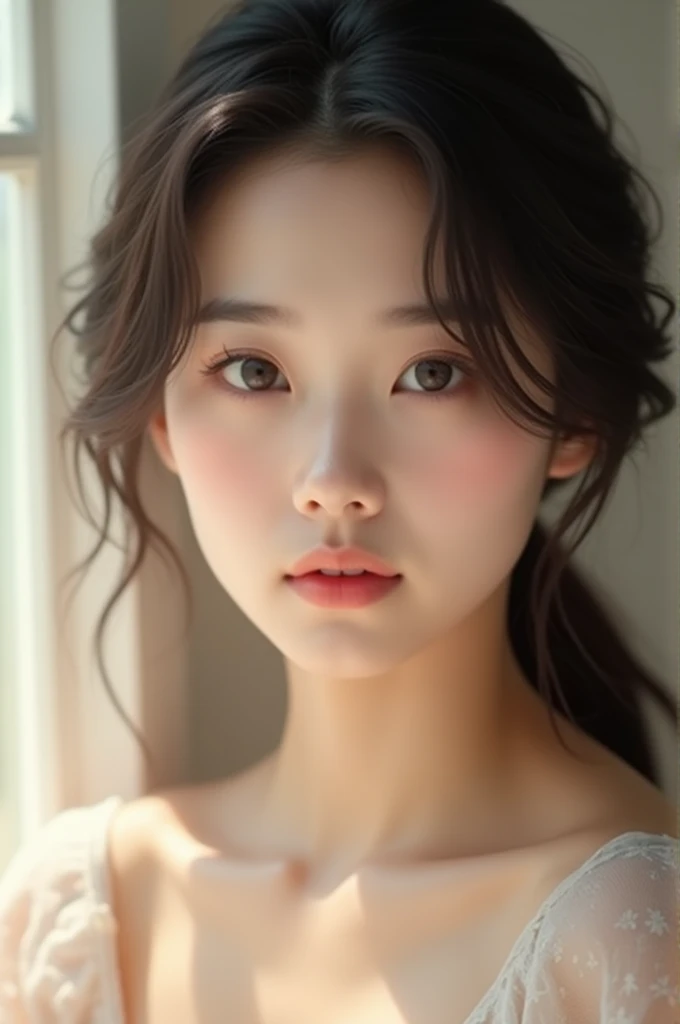 Beautiful and young korean girl with lovely eyes