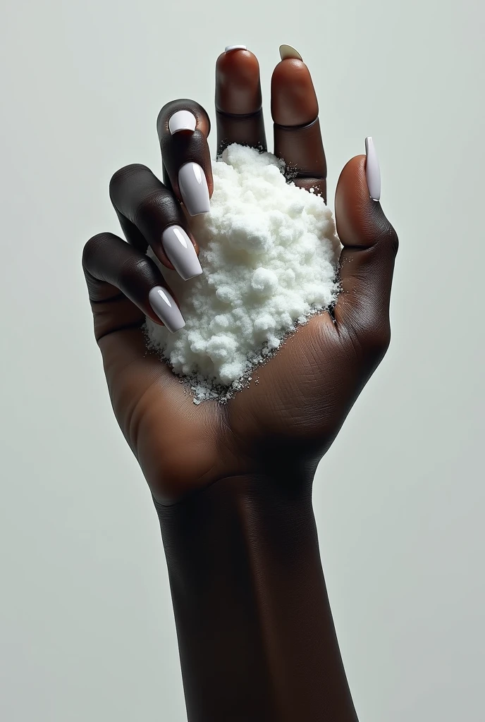 Black female hand holding cocaine