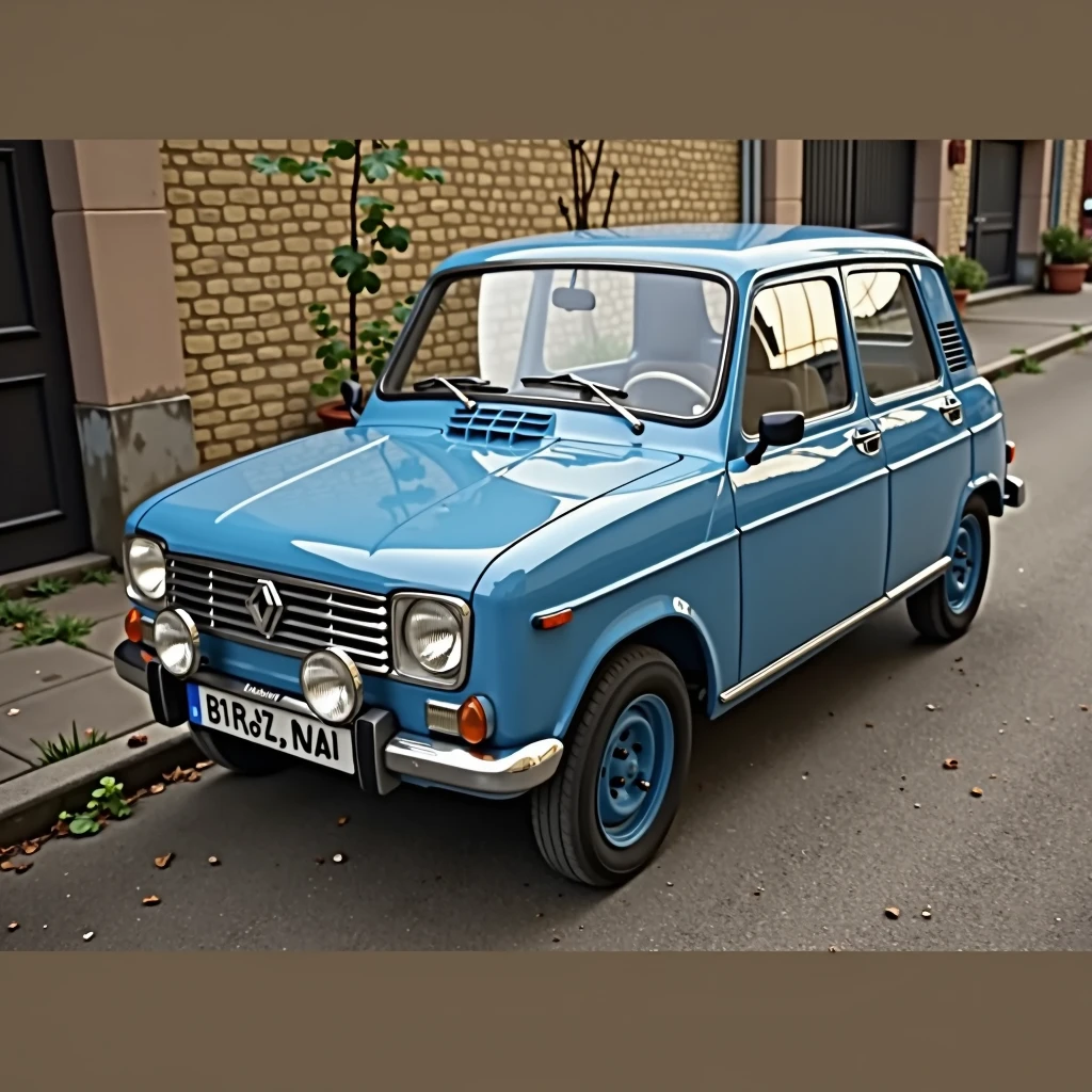 Carphotography A blue Renault 4gtl 1985, side look 3/4Masterpiece,