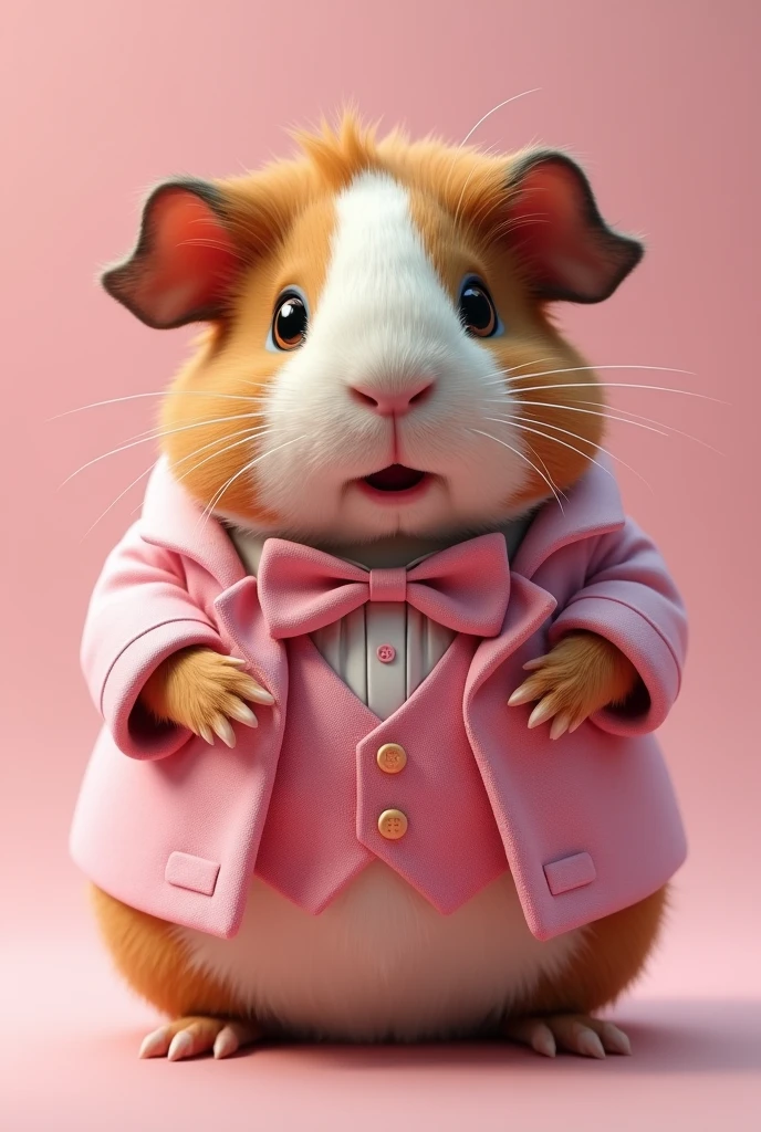 Guinea pig in realistic pink clothes