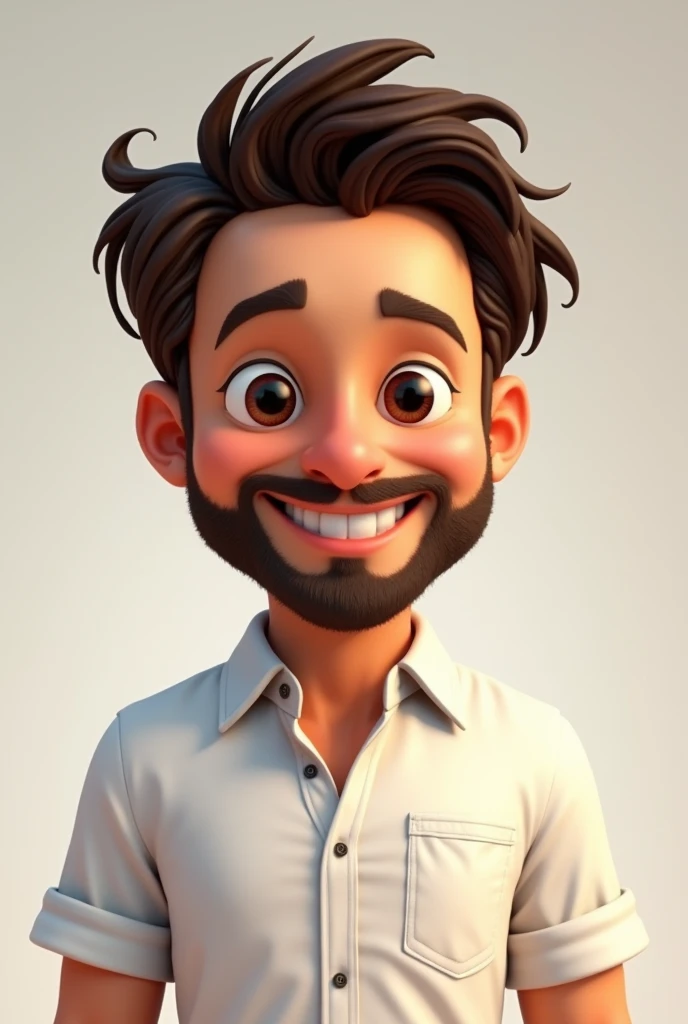William Levy, white shirt, boy, barba, Disney style, chibi, all-body, cute, smiling, engine unreal, detailded, ultra high definition, 8k - --auto --s2