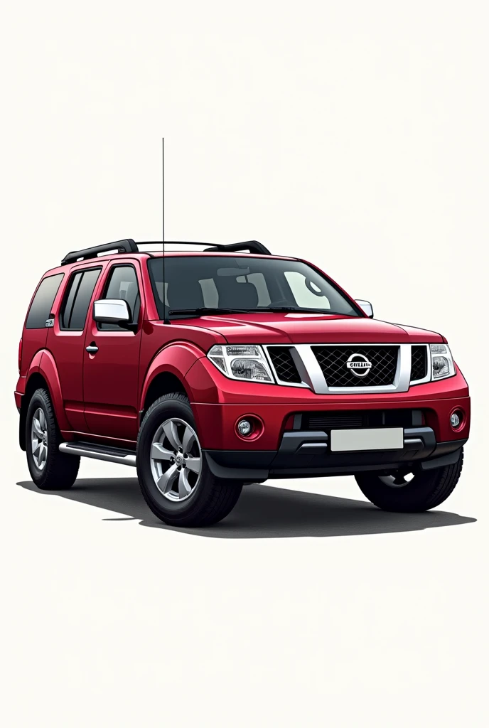 Vertical drawing of a cherry-colored 2007 Nissan Phatfinder car