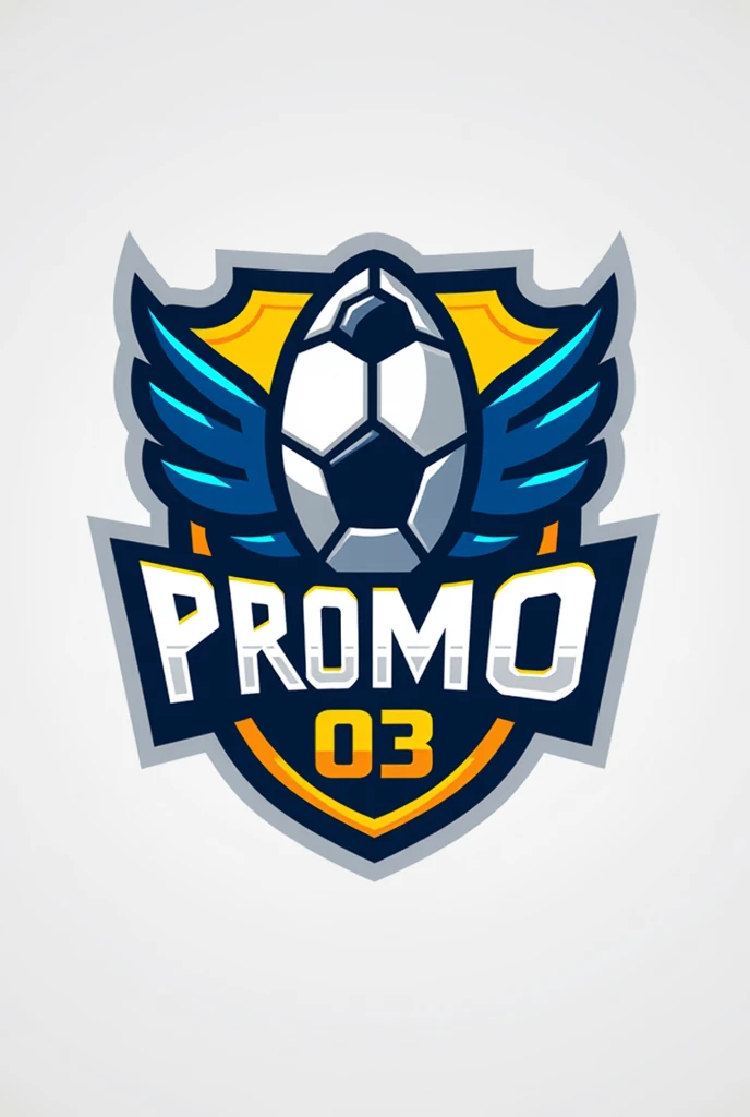 Logo of a football team called "Promo 03" with the colors blue and yellow 