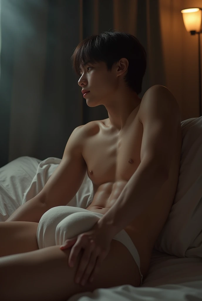 Inspired by BTS' Jungkook in his underwear, revealing his butt, and letting him sleep.