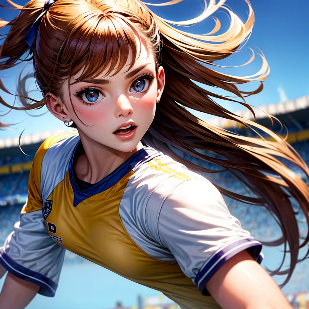 1 girl soccer , photoshot , closeup