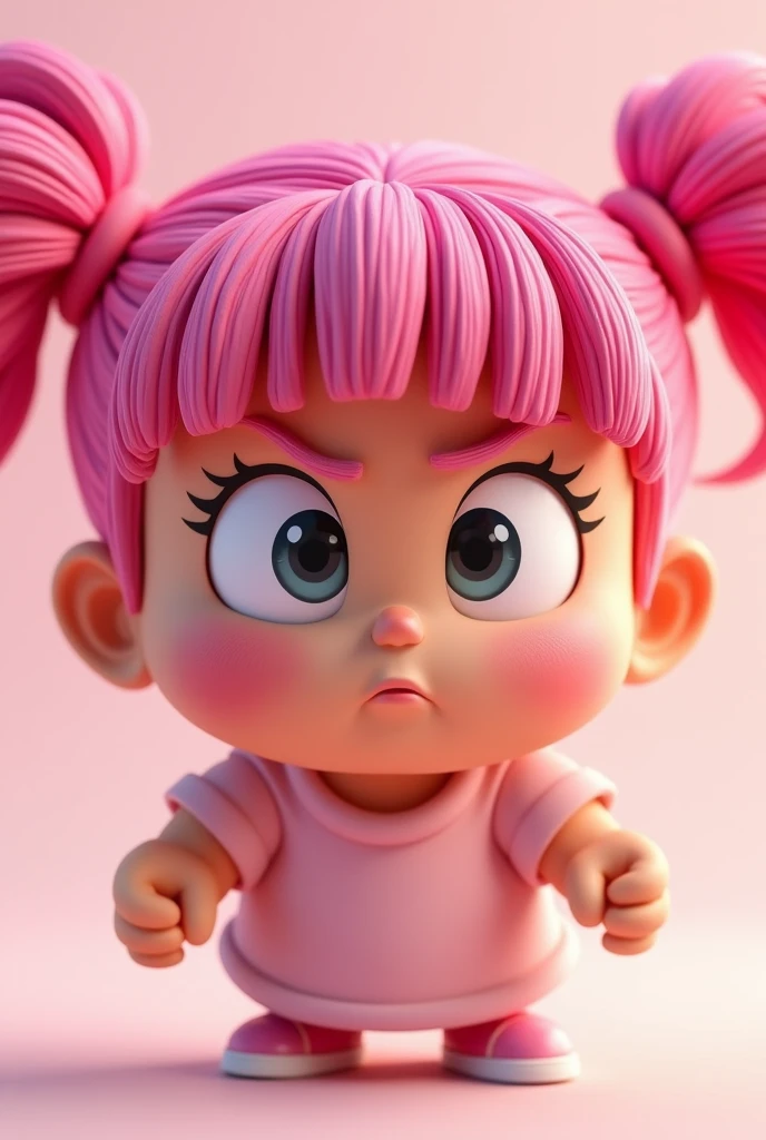 3D Cartoon of a Pink Haired Girl Showing Jealousy