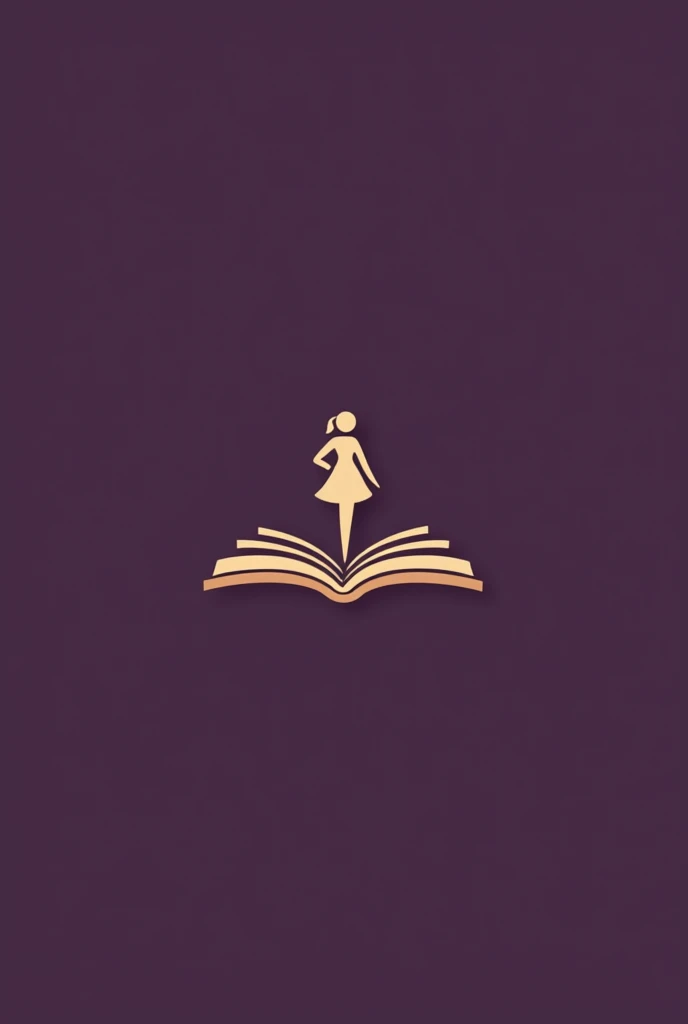 Create a minimalist logo for a research project titled 'Literature and Empowerment: The Role of Supplementary Books in Defending Women's Rights.' The logo should use a color palette with shades of purple and gold to symbolize empowerment and sophistication. Include subtle elements, such as a stylized book and a delicate female symbol, representing both literature and the fight for women's rights. The logo should be simple, with few details, but visually striking
