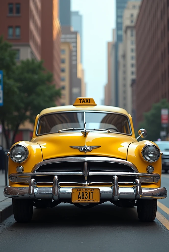 A parked taxi 
