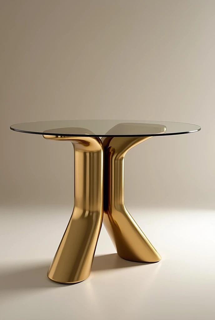 The table leg base is designed in a modern geometric style, consisting of a set of metal tubes made of stainless steel with a shiny gold coating.. The tubes are arranged in a tiered and curved pattern to form a stable and sturdy base, giving the table a luxurious and modern look at the same time.. The design is simple and elegant, reflecting a modern touch that is ideal for luxury furniture..