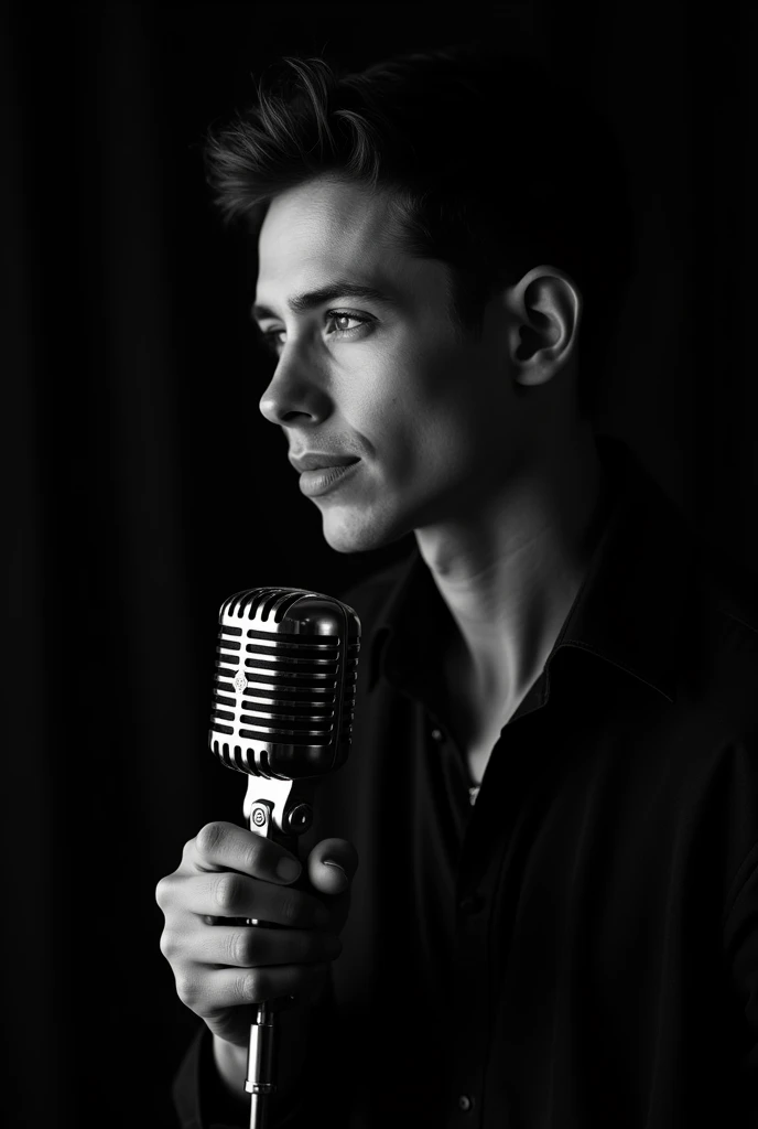 (masterpiece, 4k, ultra detailed, raw photo: 1.2), illustration, (portrait:1.2), (single background, black background1.4), (Art Deco:1.4), (minimalism:1.4), (clean:1.4), (fractal:1.4), (Microphone art deco), (Podcast) CCDDA Artstyle,