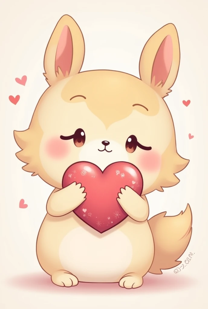 Anime character furry chibi holding heart