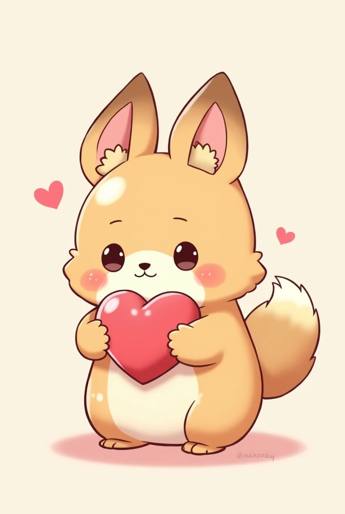 Anime character furry chibi holding heart