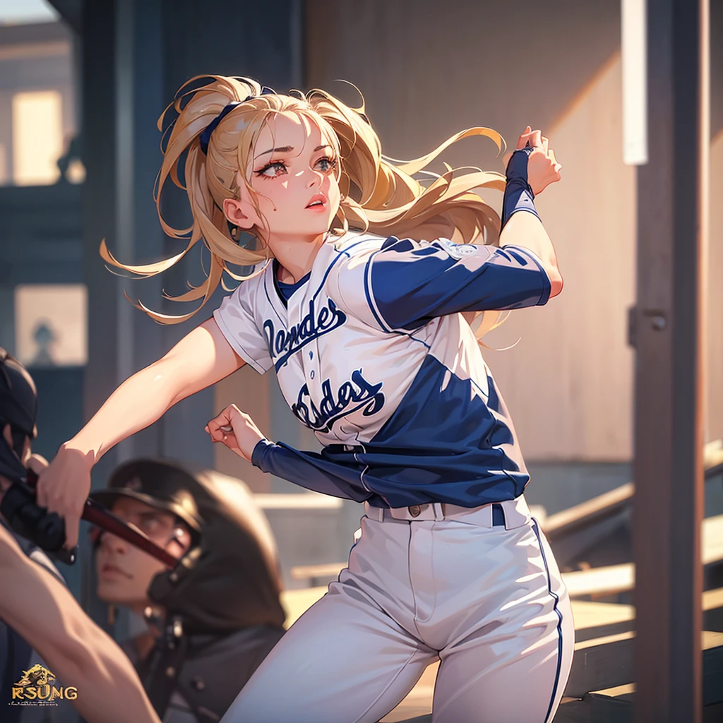 1girl,baseball player,closeup,beautiful detailed eyes,beautiful detailed lips,extremely detailed face and skin,athlete,sports,dynamic pose,action shot,photorealistic,high quality,8k,ultra-detailed,masterpiece,vibrant colors,natural lighting,cinematic,dramatic,sports photography
