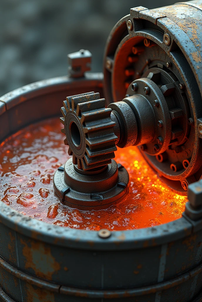 Take the pinion gear from the fabricated tank which is filled with hot lubrication oil with the help of hydra