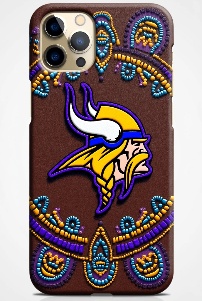 Minnesota Vikings cell phone case Huichol art style With few patterns, and with the colors of the Vikings