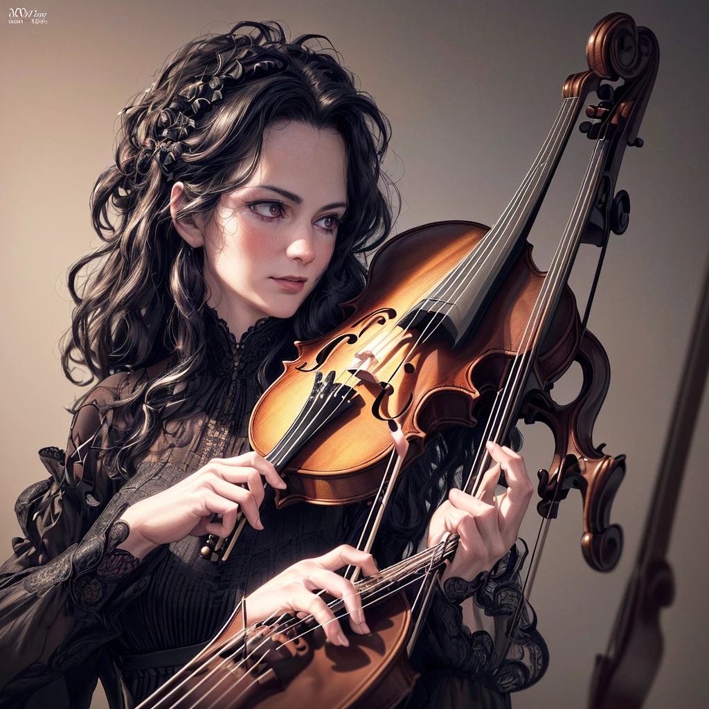 (Best quality,4K,8 K,a high resolution,masterpiece:1.2),ultra detailed,(realistic,Фотоrealistic,фотоrealistic:1.37),a dark room,Alawi character, violin player,Fantastic violin,Calafra couplet,The Musical Art of Black Metal,gloomy, but complex digital art,Curling 80&#39;s Style by Thomas Allen,(Ghost Violin),Tomas Alain Kopera and CGsociety,A Dramatic Work of Art,Streven gel,Created by Slawomir Maniak,It displays a strange and disturbing atmosphere..,dark style,Dark Souls,Expressive music,Bright sun, Sexy beautiful woman，Charming and dark atmosphere,Dark and mysterious,a nightmare,cruel beauty,haunting melody,Symphony of Darkness,Shadow corners and bright light,hypnotic performance，Tears of grief,ominous atmosphere,Elegant and memorable,Blacken the notes,Bright light in the darkness,Light room，Has a cunning charm,Focus on Arauen&#39;s amazing eyes., Evoke emotion with gentle bow strokes.，Female portrait