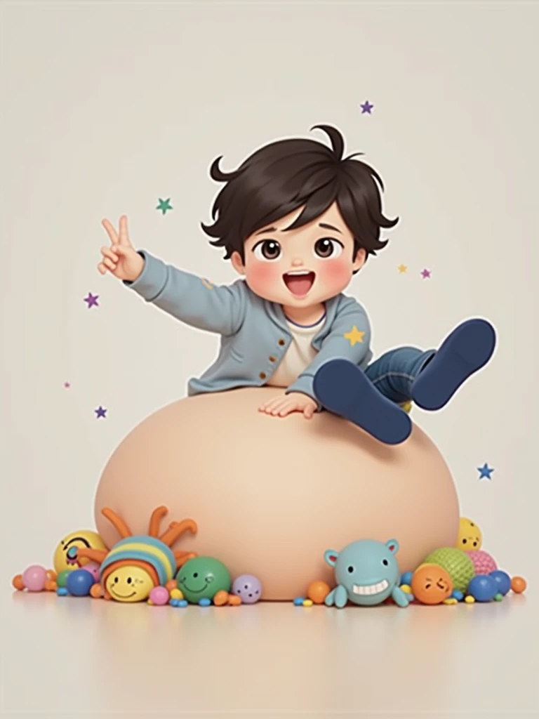 a very chubby young boy, adorable chubby child, big belly, cute chubby ???, round face, rosy cheeks, playful expression, sitting on the ground, with a very Big belly, surrounded by colorful toys, vibrant colors, soft lighting, detailed features, photorealistic, 8k, high resolution, masterpiece 