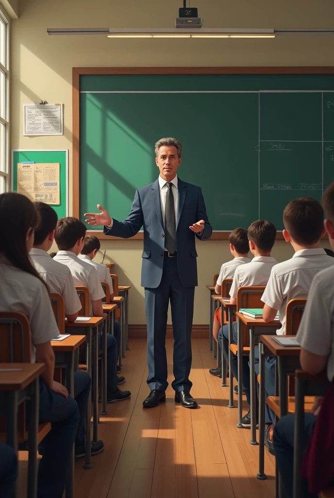 A teacher giving a traditional class without interaction with the students