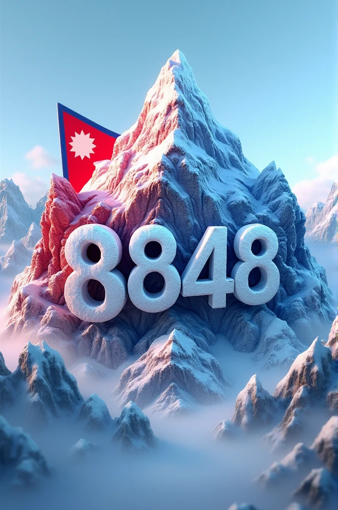 make a 3D logo for gaming logo name 8848 with colour and them nepali mount Everest and Nepal flag colour them