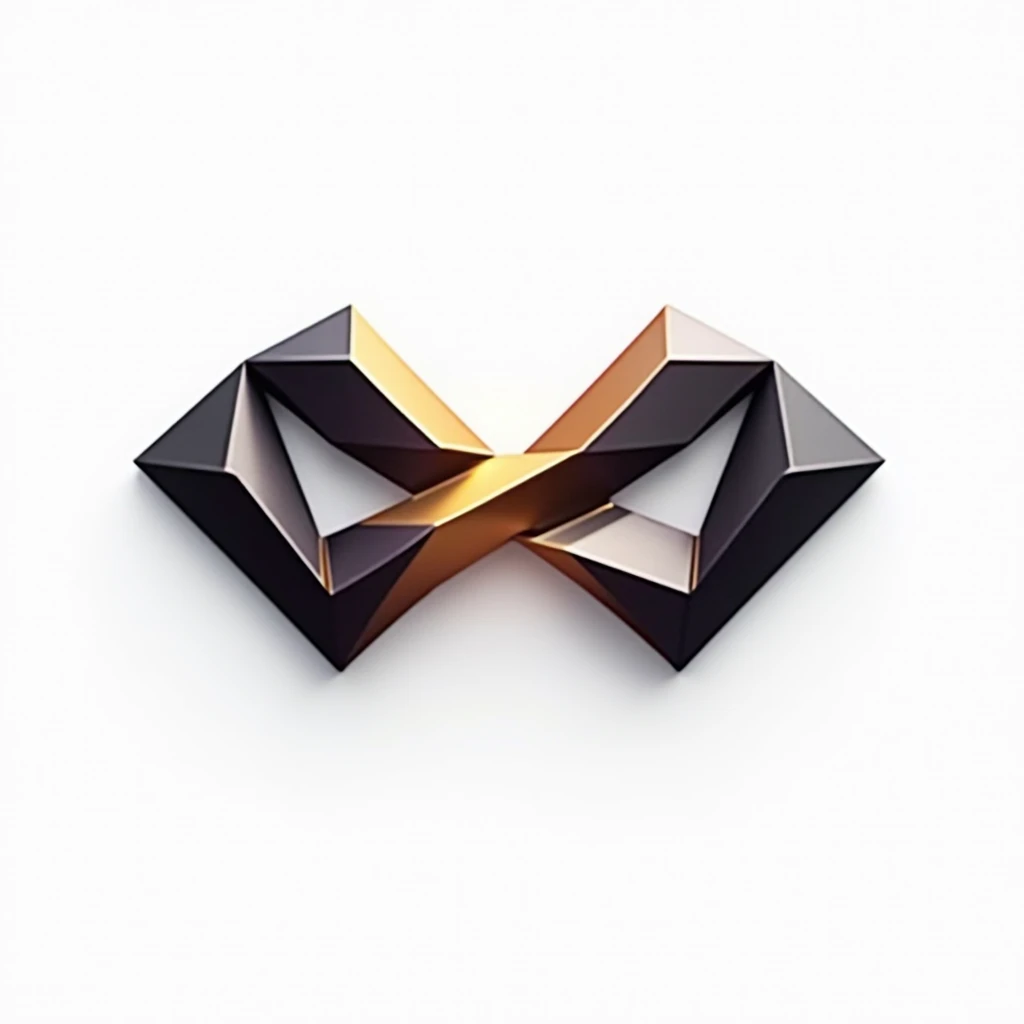 A logo for technology companies, with a futuristic diamond in metal theme with black colors, gold and purple, plain white background. Mixing the 8 of infinity. Sem sombra de fundo.