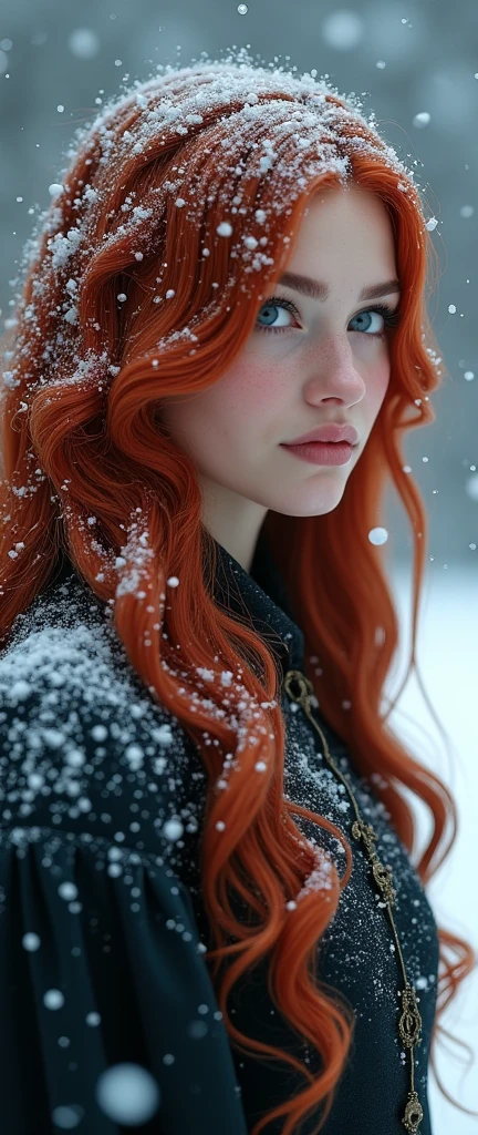 Triss merigold her hair is covered in snow
