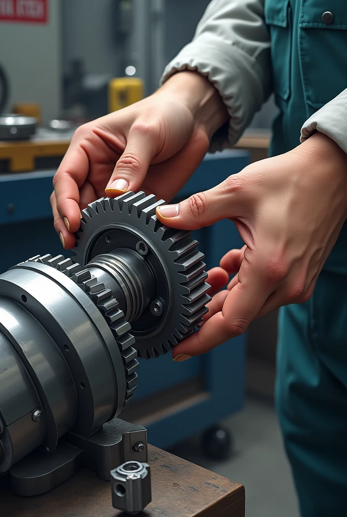 Insert the pinion gear into the shaft with the help of hand